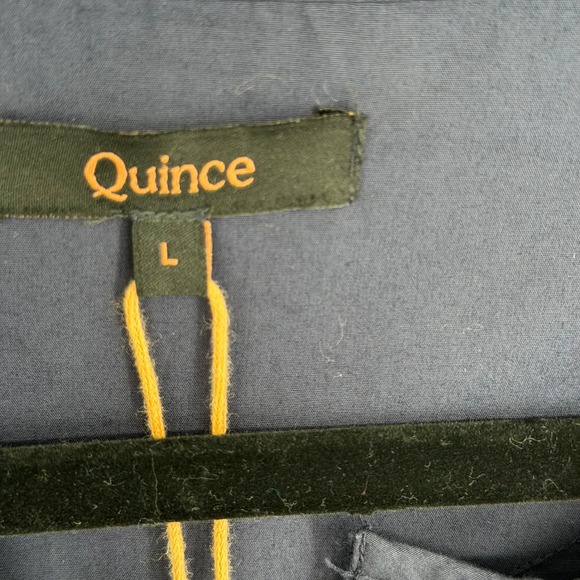 Quince 100% Organic Cotton Poplin Tiered Maxi Dress Women's L Navy Smocked Boho - Picture 5 of 14